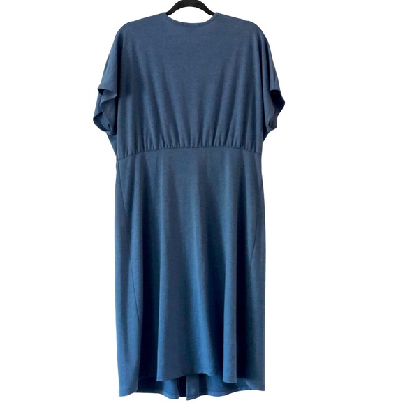 Liam & Co. Dolman Sleeve Button Front Blue Modest T-shirt Dress - Picture 2 of 4
